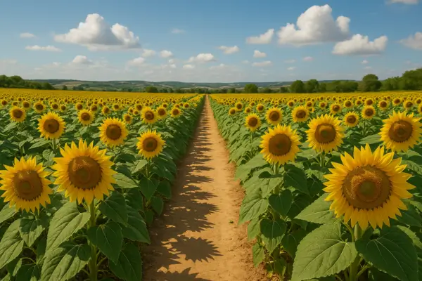 Passeios por campos de girassóis e flores sazonais com condução local e horários programados