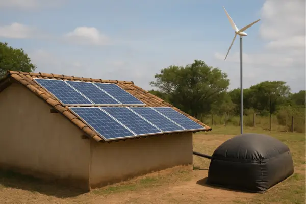 Fontes de energia renovável no campo com soluções aplicáveis para uso diário e autonomia energética